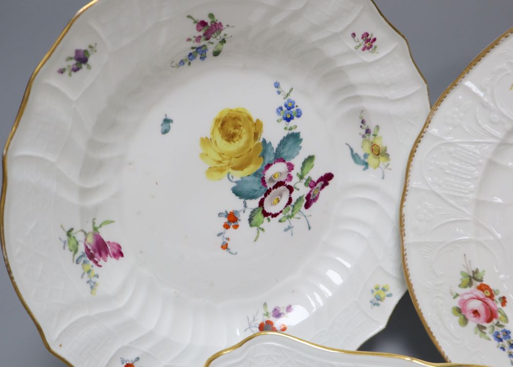 A quantity of 19th / 20th century Meissen flower painted plates or dishes